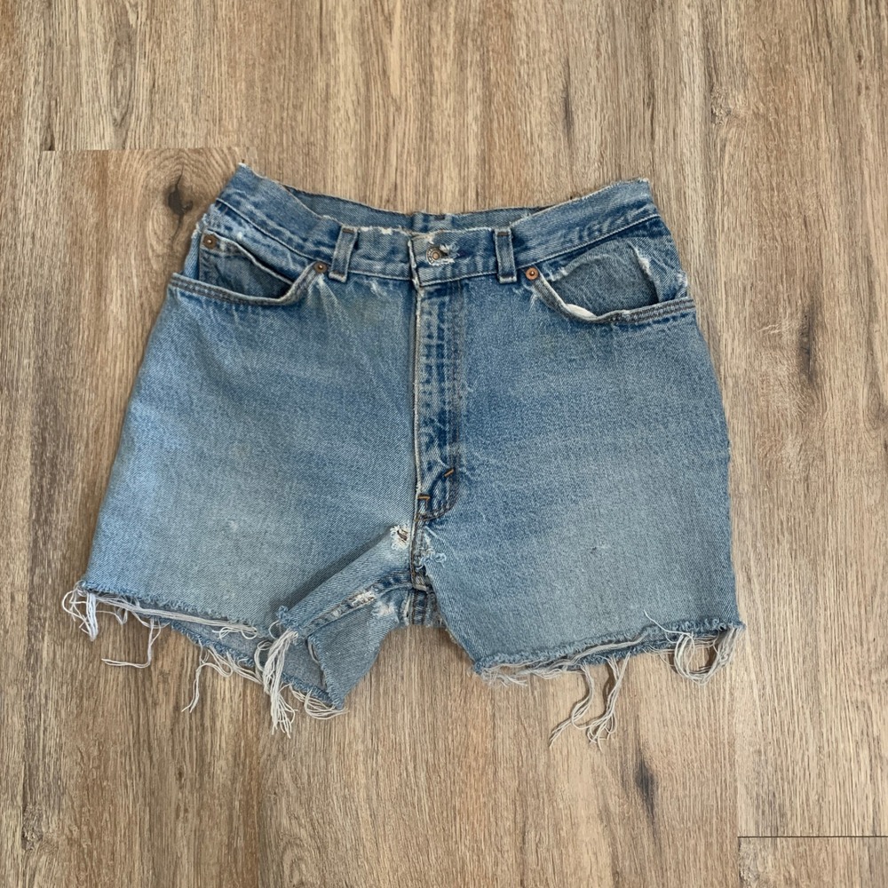 Vintage 1980s Levi's Misses Orange Tag Cotton Denim Shorts - Size 12